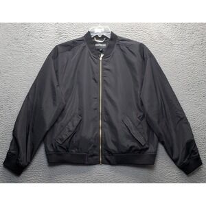 Express Bomber Jacket Women Large Black Windbreaker Long Sleeve Outdoor Full Zip